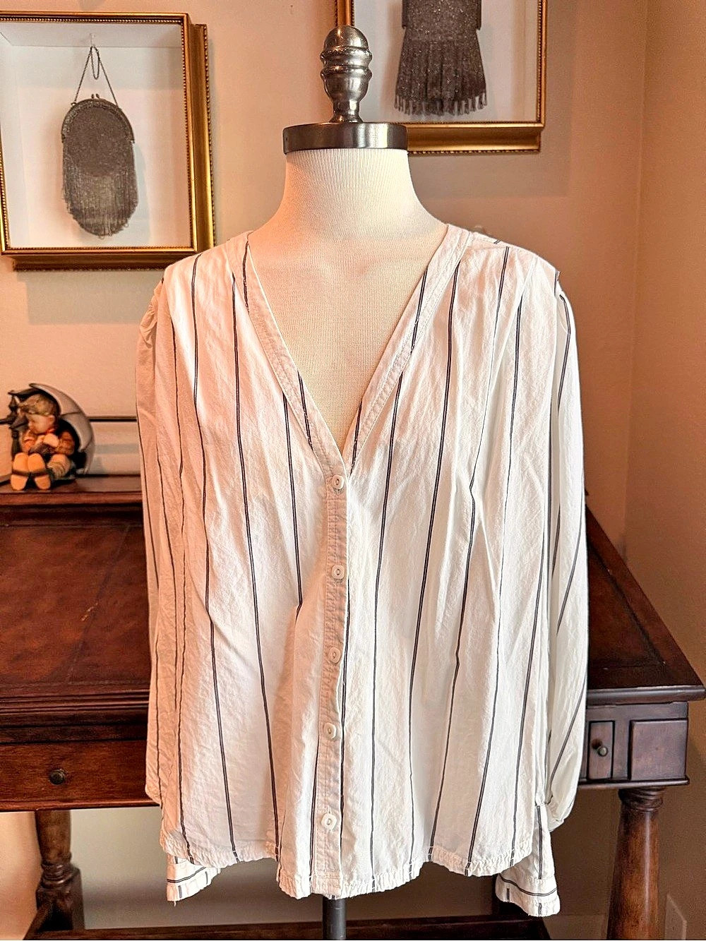 Free People Striped Cotton Blouse